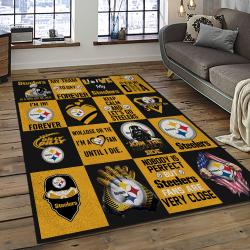 nfl pittsburgh steelers football team logo rectangle area rug dark room ptts46