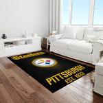 nfl pittsburgh steelers football team logo rectangle area rug light room ptts30