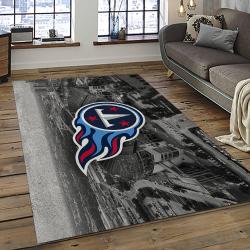 nfl tennessee titans football team logo rectangle area rug dark room tt01