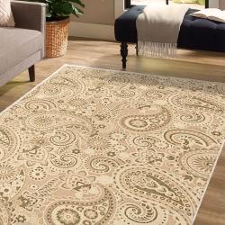 beige paisley damask area rug elegant floral pattern soft large carpet for guest room decor living room