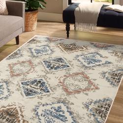 bohemian colorful kilim rug ethnic geometric diamond pattern eclectic home decor area rug living room