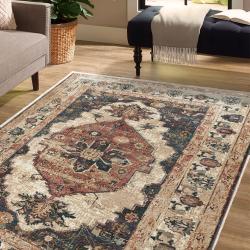 classic navy red oriental rug traditional persian medallion style distressed vintage area rug living room