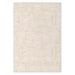 cream textured abstract wave rug minimalist line art design modern neutral carpet for bedroom