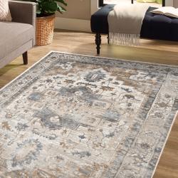 distressed grey vintage rug classic medallion border antique style area rug for home office living room