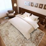 faded neutral oriental rug distressed cream medallion traditional farmhouse decor area rug bedroom