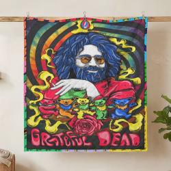 grateful dead quilt blanket metalhead rock bedding set gift idea for fans hanging gfd35