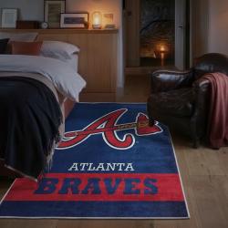 mlb atlanta braves area rug non slip baseball carpet home decor gift idea for fans bedroom ab101