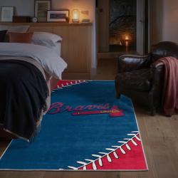 mlb atlanta braves area rug non slip baseball carpet home decor gift idea for fans bedroom ab102