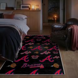 mlb atlanta braves area rug non slip baseball carpet home decor gift idea for fans bedroom ab104