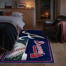 mlb atlanta braves area rug non slip baseball carpet home decor gift idea for fans bedroom ab114