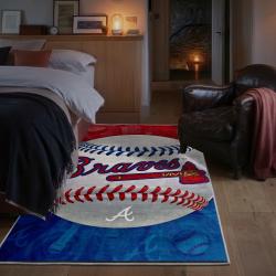 mlb atlanta braves area rug non slip baseball carpet home decor gift idea for fans bedroom ab117