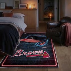 mlb atlanta braves area rug non slip baseball carpet home decor gift idea for fans bedroom ab121