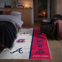 mlb atlanta braves area rug non slip baseball carpet home decor gift idea for fans bedroom ab126