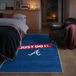 mlb atlanta braves area rug non slip baseball carpet home decor gift idea for fans bedroom ab131