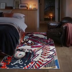mlb atlanta braves area rug non slip baseball carpet home decor gift idea for fans bedroom ab160