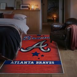 mlb atlanta braves area rug non slip baseball carpet home decor gift idea for fans bedroom ab190