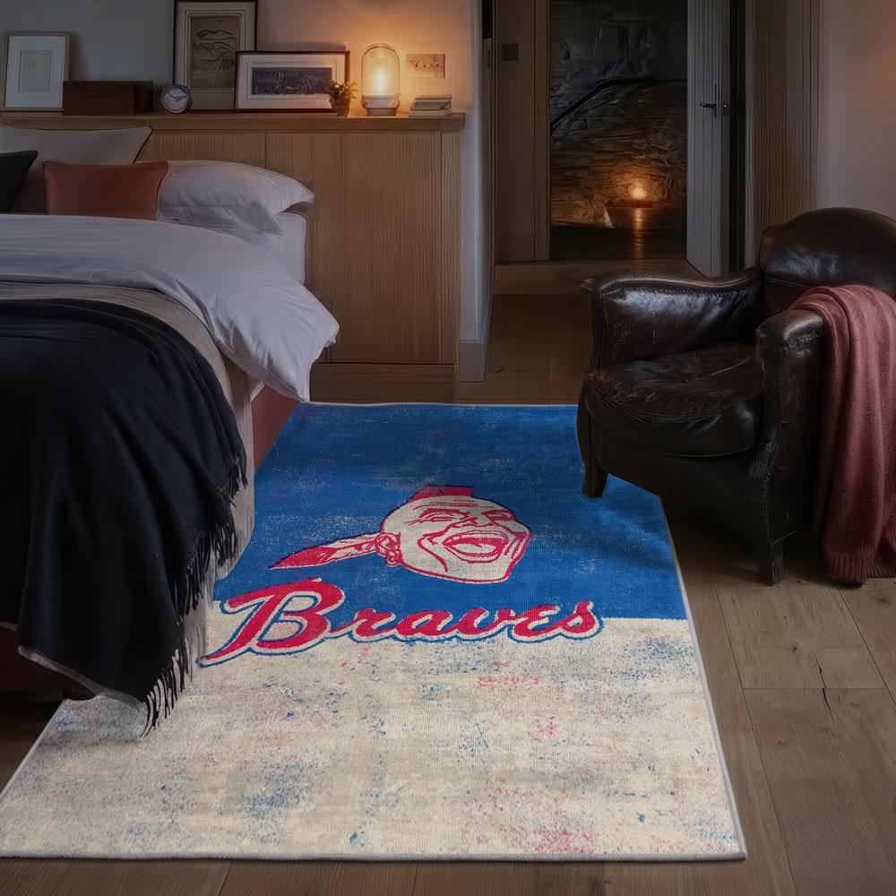 MLB Atlanta Braves Area Rug Non-Slip Baseball Carpet Home Decor Gift Idea For Fans AB191 1 mlb atlanta braves area rug non slip baseball carpet home decor gift idea for fans bedroom ab191