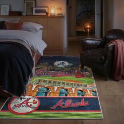 mlb atlanta braves area rug non slip baseball carpet home decor gift idea for fans bedroom ab29