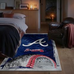 mlb atlanta braves area rug non slip baseball carpet home decor gift idea for fans bedroom ab40