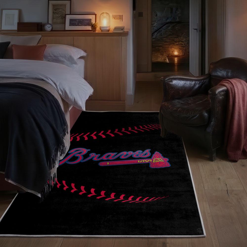 MLB Atlanta Braves Area Rug Non-Slip Baseball Carpet Home Decor Gift Idea For Fans AB71 1 mlb atlanta braves area rug non slip baseball carpet home decor gift idea for fans bedroom ab71