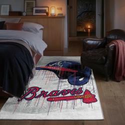 mlb atlanta braves area rug non slip baseball carpet home decor gift idea for fans bedroom ab81