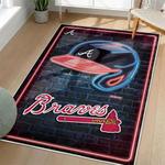mlb atlanta braves area rug non slip baseball carpet home decor gift idea for fans living room ab121