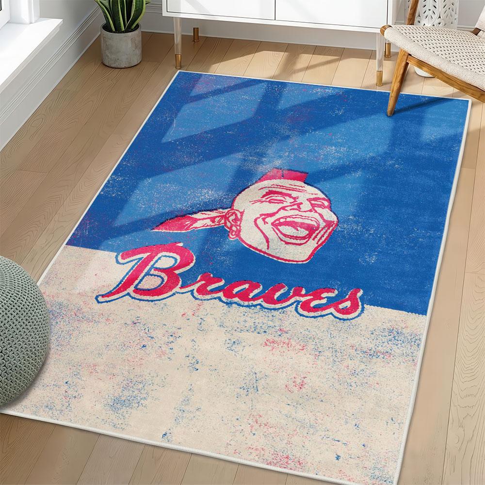MLB Atlanta Braves Area Rug Non-Slip Baseball Carpet Home Decor Gift Idea For Fans AB191 mlb atlanta braves area rug non slip baseball carpet home decor gift idea for fans living room ab191
