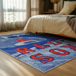 mlb boston red sox baseball team logo sport carpet area rug home decor gift bedroom brs109