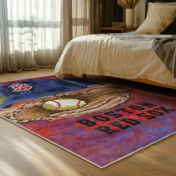 mlb boston red sox baseball team logo sport carpet area rug home decor gift bedroom brs128