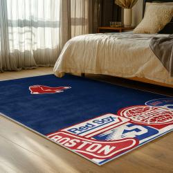 mlb boston red sox baseball team logo sport carpet area rug home decor gift bedroom brs181