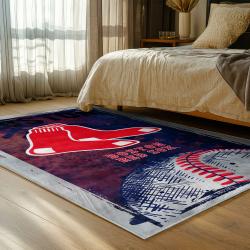 mlb boston red sox baseball team logo sport carpet area rug home decor gift bedroom brs219