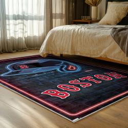 mlb boston red sox baseball team logo sport carpet area rug home decor gift bedroom brs227