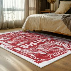 mlb boston red sox baseball team logo sport carpet area rug home decor gift bedroom brs235