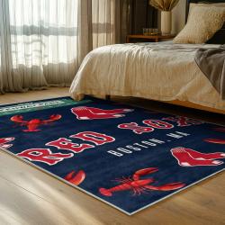 mlb boston red sox baseball team logo sport carpet area rug home decor gift bedroom brs237