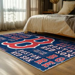 mlb boston red sox baseball team logo sport carpet area rug home decor gift bedroom brs256