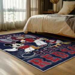 mlb boston red sox baseball team logo sport carpet area rug home decor gift bedroom brs267
