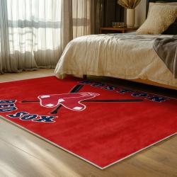 mlb boston red sox baseball team logo sport carpet area rug home decor gift bedroom brs86