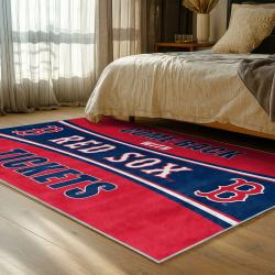 mlb boston red sox baseball team logo sport carpet area rug home decor gift bedroom brs89