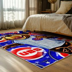 mlb chicago cubs area rug non slip baseball carpet home decor gift idea for fans bedroom cac101