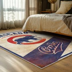 mlb chicago cubs area rug non slip baseball carpet home decor gift idea for fans bedroom cac132