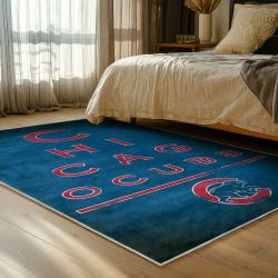 mlb chicago cubs area rug non slip baseball carpet home decor gift idea for fans bedroom cac145