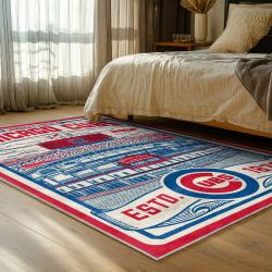 mlb chicago cubs area rug non slip baseball carpet home decor gift idea for fans bedroom cac160