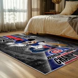 mlb chicago cubs area rug non slip baseball carpet home decor gift idea for fans bedroom cac189