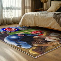 mlb chicago cubs area rug non slip baseball carpet home decor gift idea for fans bedroom cac42