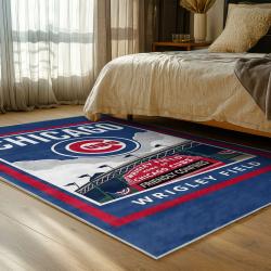mlb chicago cubs area rug non slip baseball carpet home decor gift idea for fans bedroom cac44