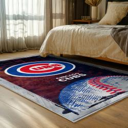 mlb chicago cubs area rug non slip baseball carpet home decor gift idea for fans bedroom cac74