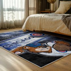 mlb chicago cubs area rug non slip baseball carpet home decor gift idea for fans bedroom cac80