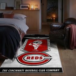 mlb cincinnati reds area rug non slip baseball carpet home decor gift idea for fans bedroom cr132