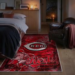 mlb cincinnati reds area rug non slip baseball carpet home decor gift idea for fans bedroom cr141