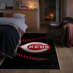 mlb cincinnati reds area rug non slip baseball carpet home decor gift idea for fans bedroom cr153